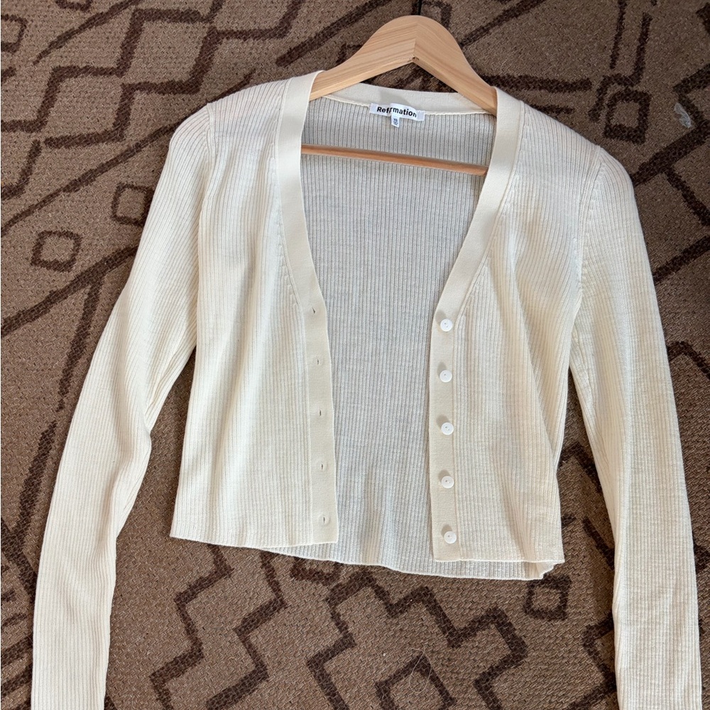 Reformation - Petra Regenerative Merino Cardigan In Cream - XS